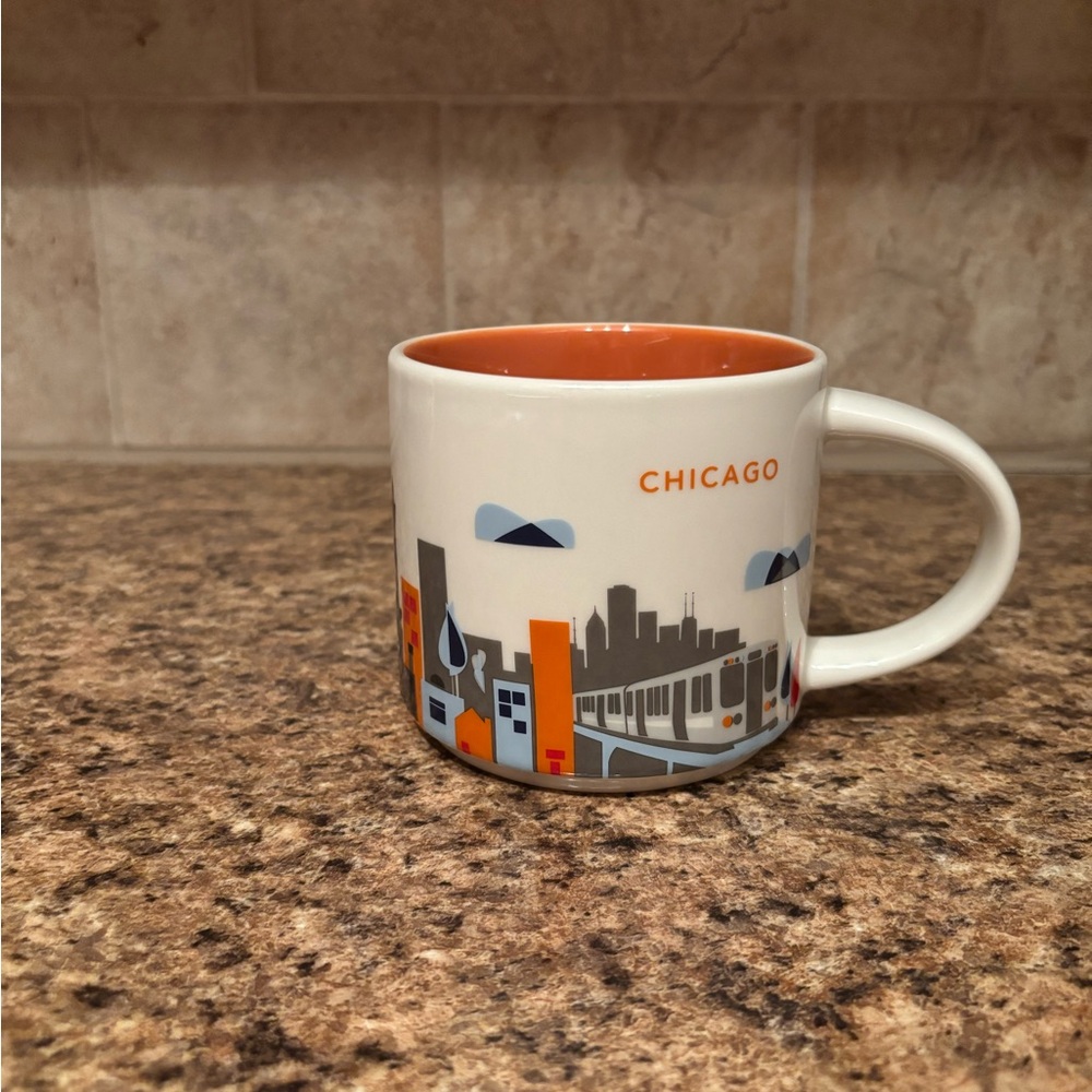 Starbucks Chicago Skyline Mug - Orange and White